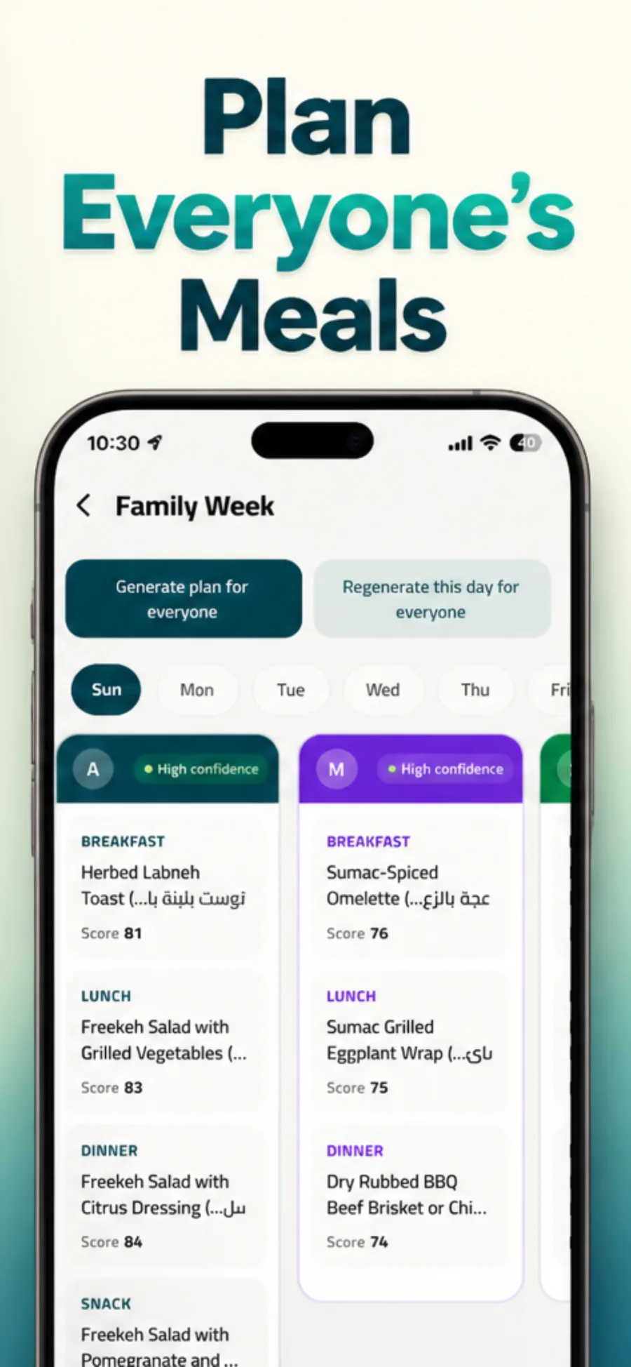 Plan a full week of meals for every family member at once with Kerah
